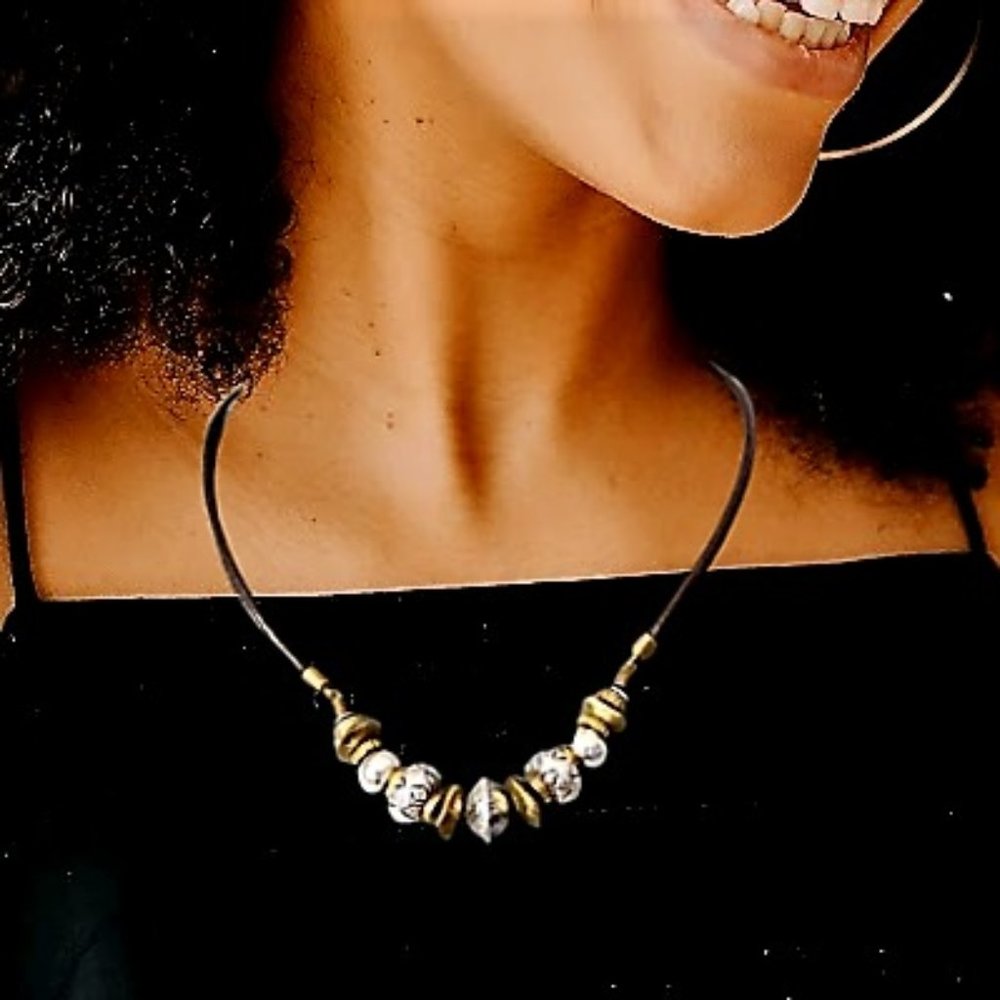 Silpada 925 Sterling Silver Brass Leather Treasured Trinkets Necklace N3237